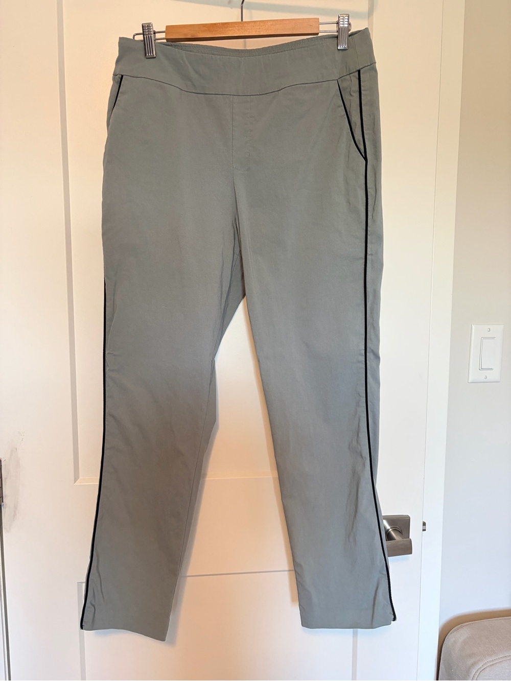 Light blue Straight-Leg Pants with Black Side Trim